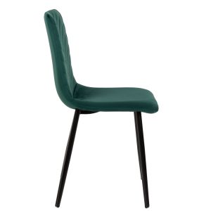 Dining chair green velvet and black metal legs Latrell Hm8587,03 43x54x88cm