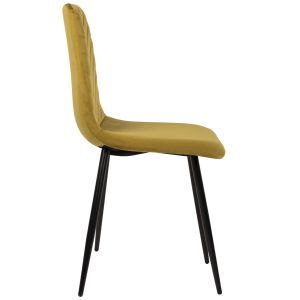 Dining chair velvet mustard and black metal legs Latrell Hm8587,07 43x54x88cm
