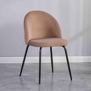 Brown plush dining chair with metal legs, 51x52.5x82.5cm