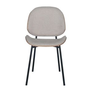 Dining chair, cream textile with black metal legs, 46x54.5x81.5cm