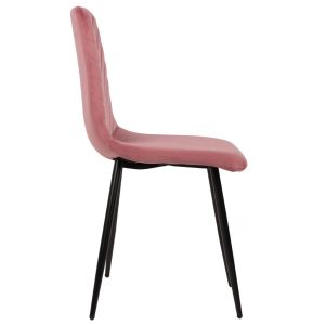 Dining chair pink velvet and black metal legs Latrell Hm8587,02 43x54x88cm