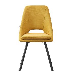 Dining chair with metal legs, yellow textile, 56x48x85cm