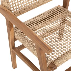 Dining chair with armrests Bjorn made of solid teak wood - rope 56x56x83hcm, 21, Hm9403