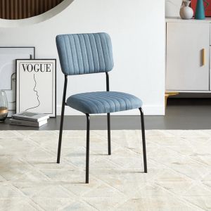 Dining chair with blue-gray textile and metal frame 53x43x84cm