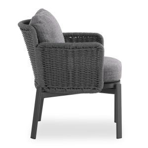 Dining chair Destiny series Sm6168.02, aluminum cushions, charcoal color, rattan, 65x68x75.5-82h