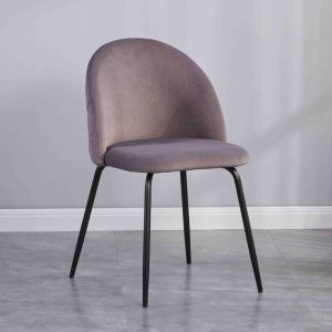 Dining chair, gray plush with metal legs, 51x52.5x82.5cm