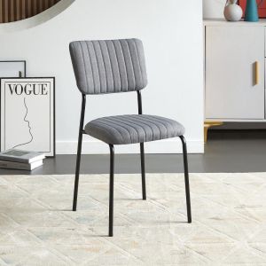 Dining chair, gray textile and metal frame, 53x43x84cm