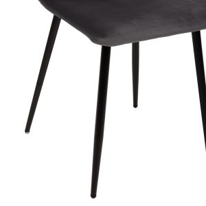 Dining chair gray velvet and black metal legs Latrell Hm8587,01 43x54x88cm
