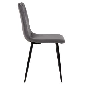 Dining chair gray velvet and black metal legs Latrell Hm8587,01 43x54x88cm