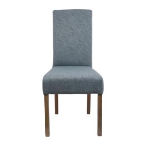 Dining chair blue textile with wooden legs gray oak color 56x48x103cm