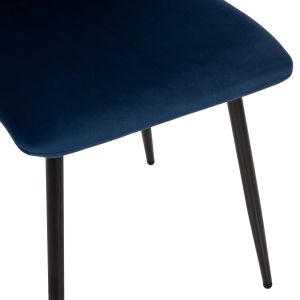 Dining chair blue velvet and black metal legs Latrell Hm8587,08 43x54x88cm