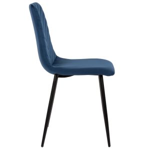 Dining chair blue velvet and black metal legs Latrell Hm8587,08 43x54x88cm