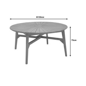 Трапезна маса 7 части Banou-colen тиково дърво в естествено-черен нюанс �150x75см