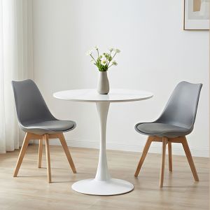 DINING TABLE BALOU I SINTERED STONE-MDF IN WHITE MARBLE COLOR D70X74CM