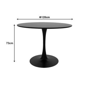 Dining table Balou-parker set of 5 pieces black-gray D120x73cm