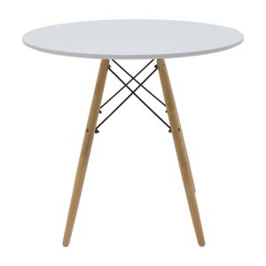 Dining table Bella-julita, MDF, white, with natural legs, 80x73 cm