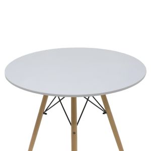 Dining table Bella-julita, MDF, white, with natural legs, 80x73 cm