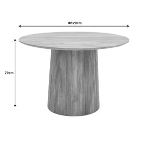 Bold dining table made of solid tropical acacia wood in a natural shade D120x79cm