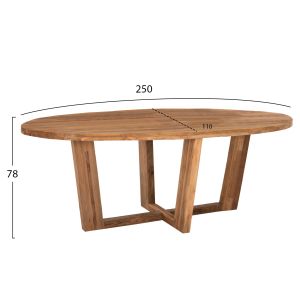 Dining table Carib Hm9560 oval made of solid recycled teak wood, 250x110x78cm