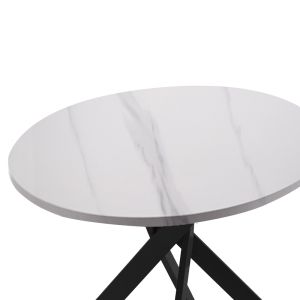 Трапезна маса Dammero от меламин с плот цвят бял мрамор D100x75cm