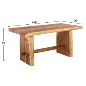 Dining table Egon Hm9490 made of solid soar wood with a top of 7.5cm 200x100x80hcm