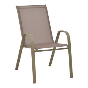 Трапезна маса Ensure-calan метал-стъкло в цвят шампанско 140x80x70см