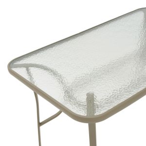 Трапезна маса Ensure-calan метал-стъкло в цвят шампанско 140x80x70см
