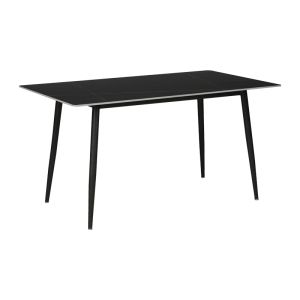 Dining table Gustas-bella set of 7 pieces gray velvet with black sintered stone marble 160x80x75cm