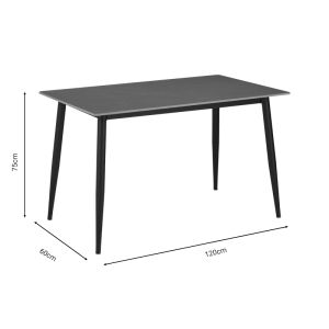 Dining table Gustasso, technical stone top and black metal legs 120x60x75cm