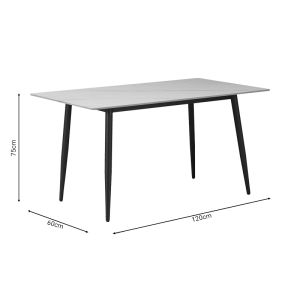 ТРАПЕЗНА МАСА GUSTASSO ПЛОТ ТЕХНИЧЕСКИ КАМЪК ИЧЕРНИ МЕТАЛНИ КРАКА 120X60X75CM