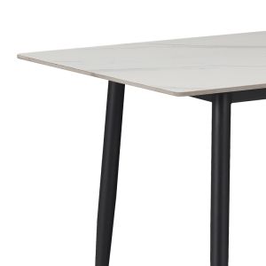 ТРАПЕЗНА МАСА GUSTASSO ПЛОТ ТЕХНИЧЕСКИ КАМЪК ИЧЕРНИ МЕТАЛНИ КРАКА 120X60X75CM