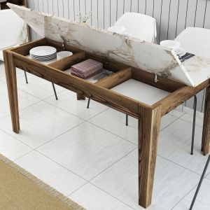 Dining table Hm9507.03 melamine with storage space 145x88x75hcm