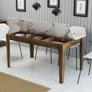 Dining table Hm9507.03 melamine with storage space 145x88x75hcm