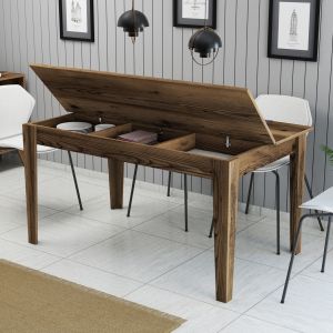 Dining table Hm9507.04 melamine with storage space 145x88x75hcm