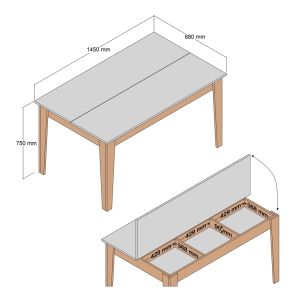 Dining table Hm9507.07 melamine with storage space 145x88x75hcm