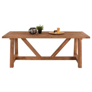 Dining table Hm9565 made of solid teak wood in natural color, 200x90x75cm