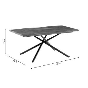 Jonal dining table with walnut-colored Mdf top and black metal legs 180x90x76cm