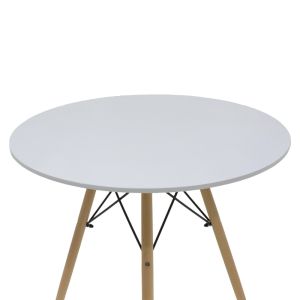 Трапезна маса Julita Mdf плот бяло-натурален цвят крака D80x73см
