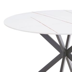 Dining table Karg-stoyen 5 pcs white fabric - white-beige marble �120x75cm