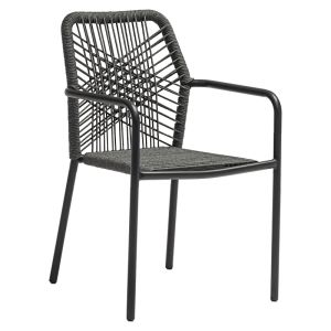 Dining table Kherson-kliton, set of 5 aluminum and rope in anthracite color, 150x80x74 cm