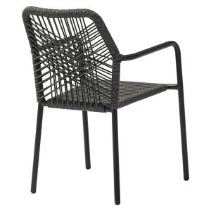 Dining table Kherson-kliton, set of 5 aluminum and rope in anthracite color, 150x80x74 cm