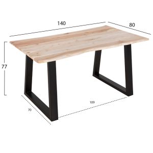 Трапезна маса Lizard Montana Slim плот дърво тропическа акация масив натурално 140x80x77hcm Hm8163