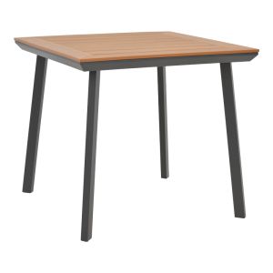 Mabu-synergy dining table, set of 5 anthracite aluminum and natural plywood 80x80x74cm