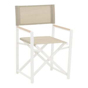 Dining table Mabu-synergy, set of 5 white aluminum and natural plywood 80x80x74cm