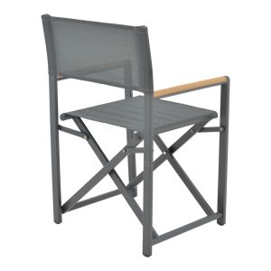 Mabu-thorio dining table, set of 7 anthracite aluminum and natural plywood 160x90x75cm