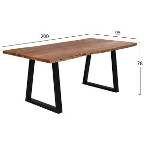 Dining table Montana acacia solid wood top 4cm 200x95x78 cm Hm8337,11