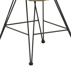 Dining table Naoki D, set of 7, natural rattan-black metal-glass 160x90x78 cm