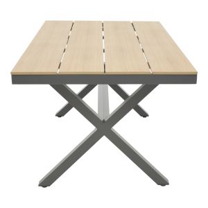 Naoki-thorio dining table, set of 5, anthracite aluminum and natural veneer 160x90x75cm