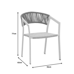 DINING TABLE NARES-GLISTEN B SET OF 7 PIECES WHITE ALUMINUM AND NATURAL PLYWOOD 180X90X72.5CM
