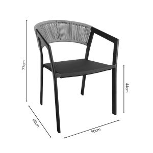 DINING TABLE NARES-GLISTEN C 5-PIECE SET ANTHRACITE ALUMINUM AND NATURAL PLYWOOD 140X80X72.5CM